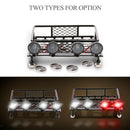RC 1/10 Metal Roof Rack Luggage Carrier with Round LED Lights 2 White 2 Red