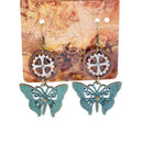 Women Steampunk Gear Earrings Butterfly Drop Ear Hook Punk Ethnic Jewelry