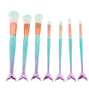 7pcs Green Gradient Purple Beauty Fishtail Makeup Brush Set
