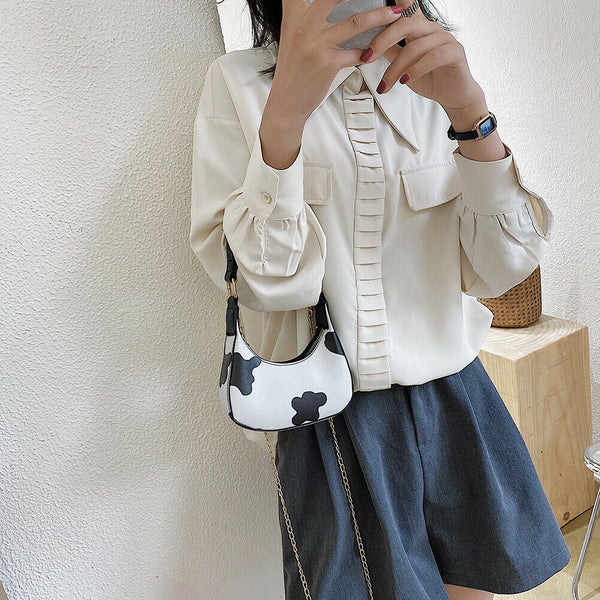 Fashion Cow Dots Shoulder Bag Women Leather Chain Hobos Totes Handbag (S)