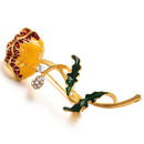 Enamel Crystal Flower Brooch Pin WomenScarf Suit Collar Lapel Pin Jewelry GiftC8