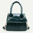 Retro Leather Women Shoulder Tote Bags Solid Mini Crossbody Handbag (Blue)
