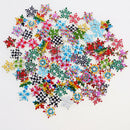 100pcs 19mm Wooden Snowflake Flatback 2-holes Buttons Sewing Xmas Decoration