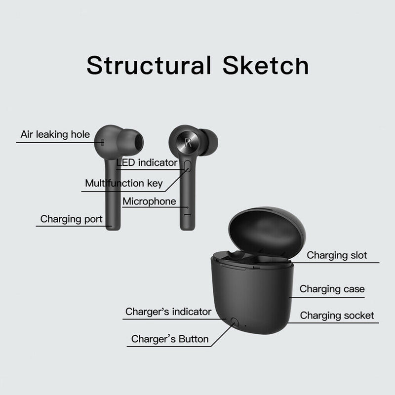 Bluetooth Headphones Wireless Earbuds Noise Cancelling Mic TWS Bluetooth V5.0