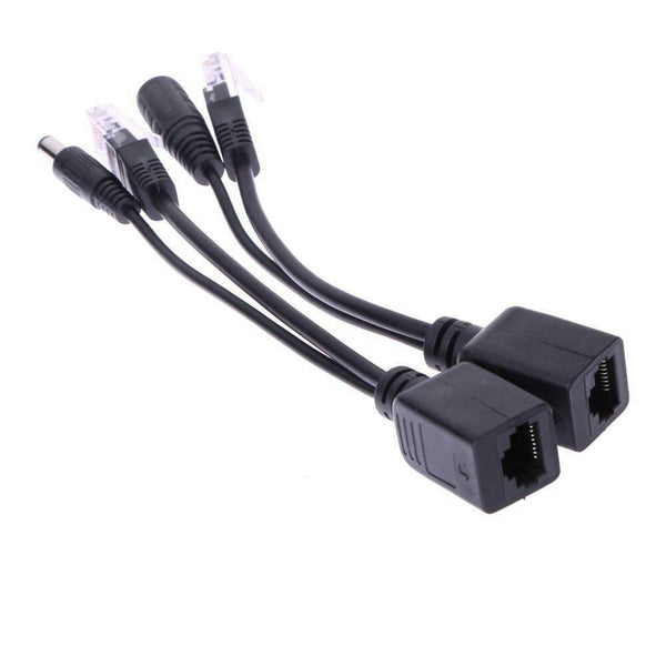 Power Over Ethernet PoE Adapter Injector + Splitter Kit PoE Cable Black