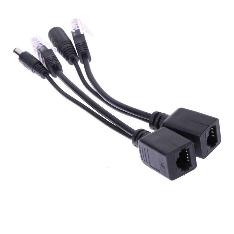 Power Over Ethernet PoE Adapter Injector + Splitter Kit PoE Cable Black