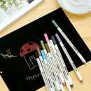 10Colour Metallic Art Marker Fine Liner Coloring Brush Pens Craft School Y W1U4