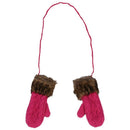 Rose-red Women's Cute Mitten Knitting Wool Fur Halter Winter Warm Gloves P4R1