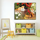 DIY Flower Cats Oil Painting By Numbers Kit Canvas Digital Wall Art Picture