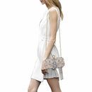 Women Noble Crystal Beaded Evening Bag Wedding Clutch Purse(Apricot)