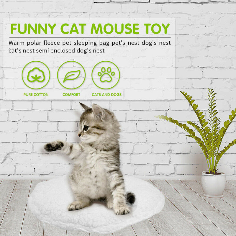 Warm Fleece Pet Sleeping Bag Nest Soft Kennel Cats Dog Bed House (White M) A