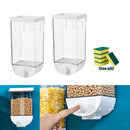 2Pcs 1500ml Clear Wall Mounted Food Storage Container Cereal Grain Dispenser