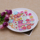 50Pcs Wood Mixed Flower Handmade 2 Holes Wooden Buttons Sewing Scrapbooking DIY