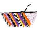 12 Flags Halloween Purple Black Orange Cotton Fabric Bunting Pennant Banner