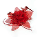 Bride Head Decoration Feather Organza Roses Red Hair Band Scrunchy Hair Flo T5O7