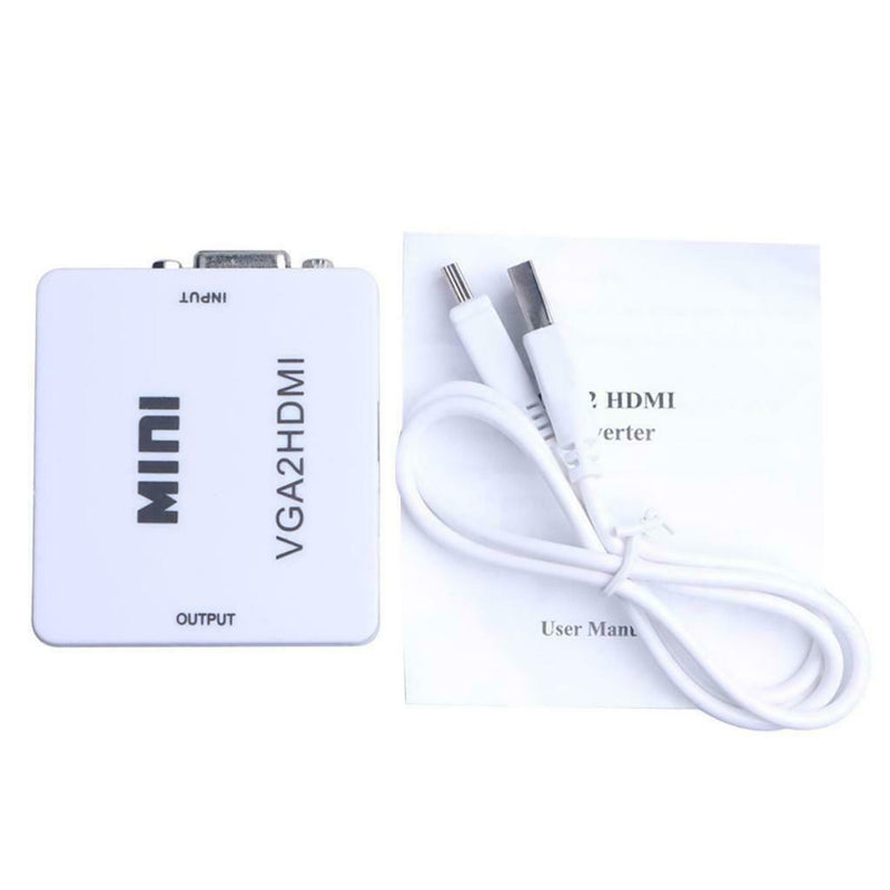 Mini VGA To HDMI Converter With Audio VGA2HDMI Video Box Adapter White