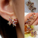Charming Girl's Colorful Crystal Rhinestone Golden Bowknot Charm Stud Earring %ã€Š