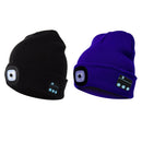 2pcs Music Hat avec Hands-free LED Light Rechargeable ,Beanie-Bluetooth Hat for