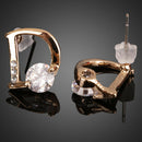 Pair of Zircon Inlaid Big D Letter Ear Pins Earbobs Eardrops Stud Earrings