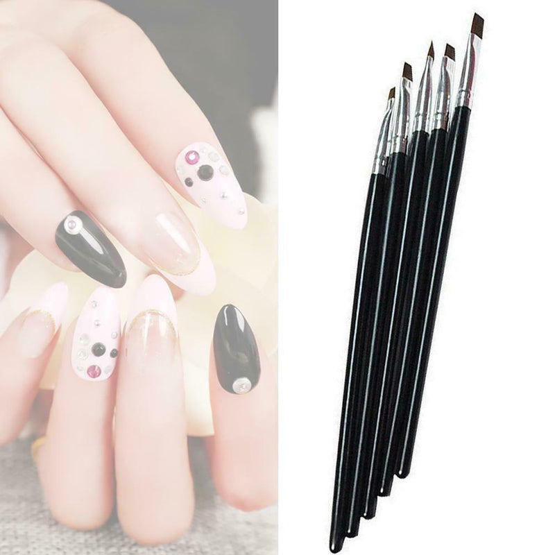 Nail Art Painting Acrylic UV Gel Salon Pen Flat Brush PCS Dotting Kit 5 Set J6R3