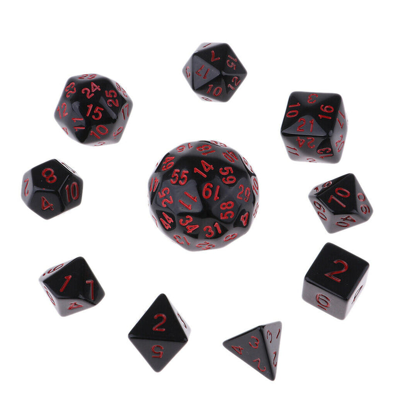 Pack Of 10 Polyhedral Dice For  DND Math Teaching Red