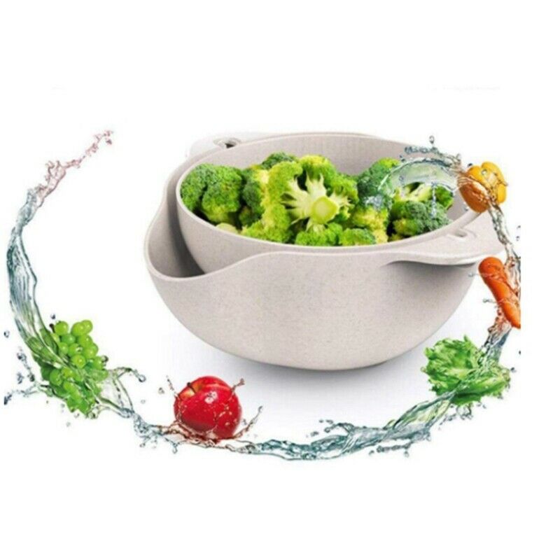 Practical Double Layer Cutlery Hollow Kitchen Draining Basket T2L5