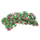 Artificial flower garland 2.2m long green leaves fabric flowers ivy pink +  Z3K6