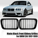 1Pair Car Matte Black Front Bumper Intake Double Slat Grille for Bmw E36 19