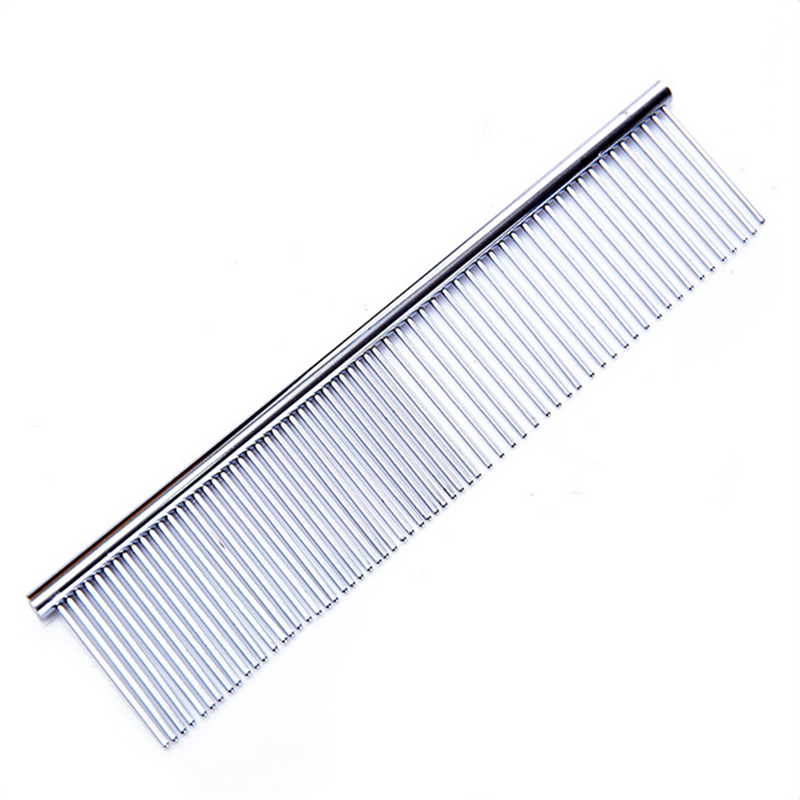 Pet Comb Dog Cat Metal Double Row Teeth Brush Grooming Hair Steel Handle Tools