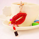 Sparkling Lipstick Lip Women Bag Car Key Accessories Pendant Keychain Red