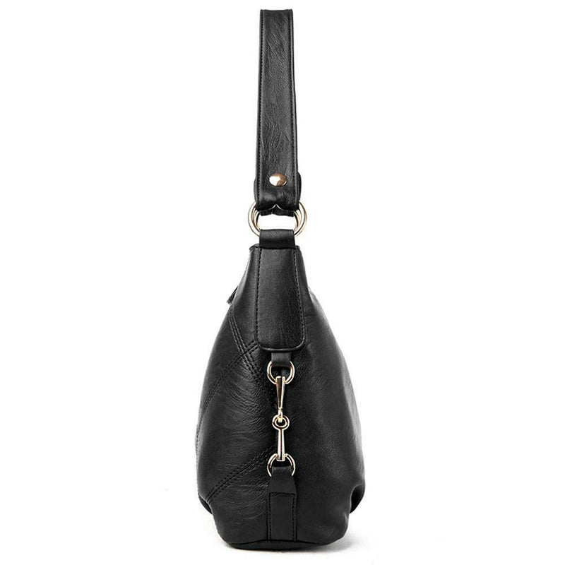Women Bag Soft PU Leather Messenger Totes Handbags Shoulder Bags(Black)