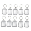 10x Clear Acrylic Plastic Blank Keyrings Insert Passport Photo Keychain Key
