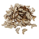 100pcs Unfinished Wood Footprint Cutout Pieces for DIY Crafts Scrapbooking