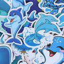 49Pcs Cute Blue Sea Marine Animals Stickers Suitcase Laptop Skateboard Decals Tw