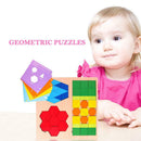 Wood Geometric Puzzle Toys Kids Children Montessori Jigsaw Educational Game Kits