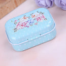 Mini flower tin trinket jewelry coin box tinplate storage case^small TO