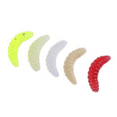 100pcs 5 Colors 24mm Soft Bread Worm Fishing Lure Rubber Maggot Bait w/ Box