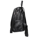 Solid Color Knapsack Women Backpacks Anti-theft PU Leather Rucksack (Black) SN9F