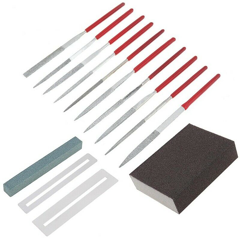 15Pcs Diamond Files Kit Guitar Nut Saddle Groove Polishing Tool Grinding St E2H2