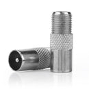 2pcs Zinc Alloy F Female to F Male Connector 9.5TV Antenna Coaxial Adapter