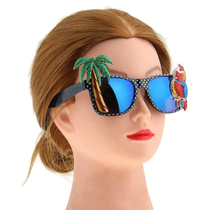 Hawaiian Style Coconut Tree Parrot Party Glasses Fancy Dress Accessories