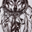 Waterproof Wolf Dreamcatcher Temporary Tattoo Large Arm Body Art TattooSticker3C