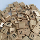 100 Wooden Alphabet Scrabble Tiles Black Letters & Numbers For Crafts Wood