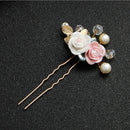 Rose Flower HairpinsWedding Crystal HeaddressWedding Crystals Pearls HeadpieceBX