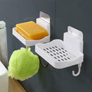 Practical 3 White Punch-Free Soap Boxes With Hooks For Bathroom Useful