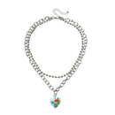 Punk Women Necklace Bead Chain Multi-layer Love Pendant Choker Jewelry Gift