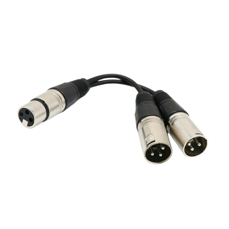 Female Connector XLR 3 Pin 6 "to 2 Male Plugs For Mic PA DJ Cable