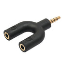 2Pcs 3.5mm Stereo Audio Jack Earphone Headphone 2 Way U Splitter Adapter