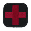 2 x First Aid Red Cross Embroidered Hook & Loop Patch Badge White and Black