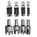 8 pcs 5/8in 1/2in 3/8in 1/4in Wood Plug Cutter Tool Drill Bits Set + 6PCS 1